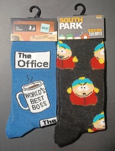 Mens Novelty Crew Socks The Office South Park Cartman 2 PR Lot NEW - Bild 1 von 2