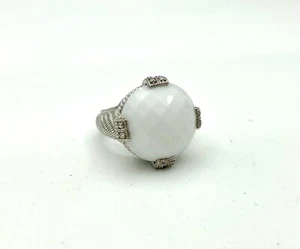 Anillo doblete Judith Ripka de plata de ley 925 circonita cúbica Tailandia ágata blanca talla 7 - Imagen 1 de 8