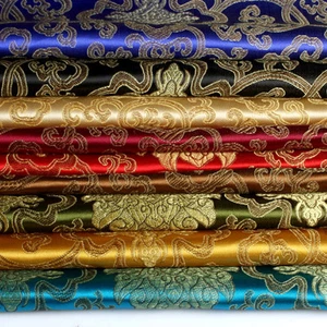 DIY Brocade Silky Satin Fabric Embroidery Floral Oriental Costume Cloth Material - Picture 1 of 21