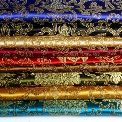 Silky Satin Stoff Chinesisch Blumen Stickerei Basteln für Kleid Vorhang By Meter - Bild 1 von 4