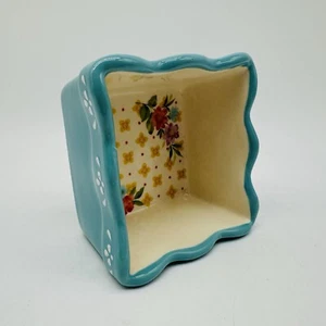 Pioneer Woman Floral Condiment Dish Mini Dip Square Bowl Blue - Picture 1 of 5