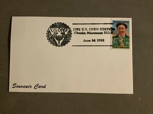 1991 US OPEN PGA GOLF TURNIER HAZELTINE ERSTTAGSBRIEF POSTKARTE - Bild 1 von 2