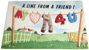 My Heart Pants 4 U Postcard~UNUSED~A Line From A Friend~Vintage 1950 Clothesline - Picture 1 of 4