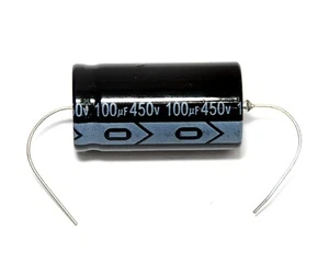 10pc Electrolytic Capacitor GHA Axial 2000hr +105℃ RoHS 100uF 450V φ22x43mm SC - Picture 1 of 5