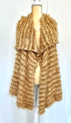 Suéter KENSIE NUEVO CON ETIQUETAS Latte Crema Difuso Frente Abierto Sin Mangas Súper Suave Elastizado XS Foto 1 de 4