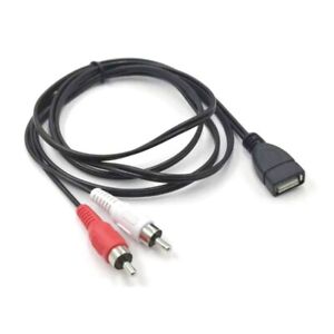 1.5M USB 2.0 A Female To 2 RCA Male Plug USB A connector Audio Video Cable