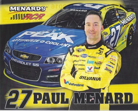 2016 PAUL MENARD "RCR PEAK CHEVY SS" #27 NASCAR SPRINT CUP POSTCARD Cover