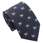 Navy Blue Labrador Retriever Embroidered Dog Pattern Novelty Classic Tie by DQT