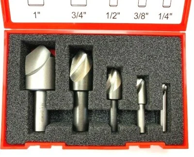 5 PIECE SINGLE FLUTE 90 DEG COUNTERSINK SET 1/4, 3/8, 1/2, 3/4 & 1" KEO #53029 - Image 1 of 4