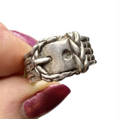 LUX Vintage Chunky Sterling Silver Buckle Ring, Size 6 1/4 - Image 1 of 3