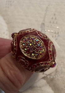 VTG RED AB RHINESTONE, GP Ring Sz 8 - Costume Jewelry - Picture 1 of 4