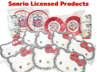 Sanrio Hello Kitty 派对餐具纸杯盘子袋生日圣诞节 — 第 1/4 张图片