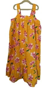 Old navy girls 14/16 dress Sun Dress Yellow maxi ruffle tropical beach - Picture 1 of 7