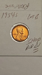 wheat penny 1954S LINCOLN CENT NICE RED BU 1954-S NICE RED UNC DETAILS LOT #B - Picture 1 of 3