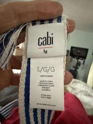 "Cinturón de corbata grande a rayas azul/blanco vintage Cabi #5055 de 65"" de largo" Foto 1 de 3