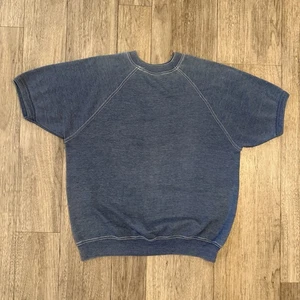 Sudadera True Vintage Años 60 Azul En Blanco Manga Corta Raglán Doble Cara Sudor - Imagen 1 de 12