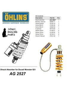 AG 2527 REAR SHOCK ABSORBER OHLINS DUCATI MONSTER 821 - 2014 2020 - Picture 1 of 1