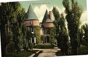 Vintage 1910 Grey Towers Milford PA Leinen Postkarte von Newchrome - Bild 1 von 2