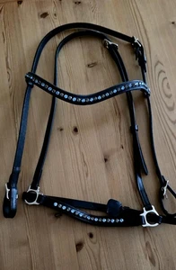 Wunderschöne unbenutzte Isländer Trense von Fjölnir, hellblaue graue Steinchen  - Bild 1 von 8