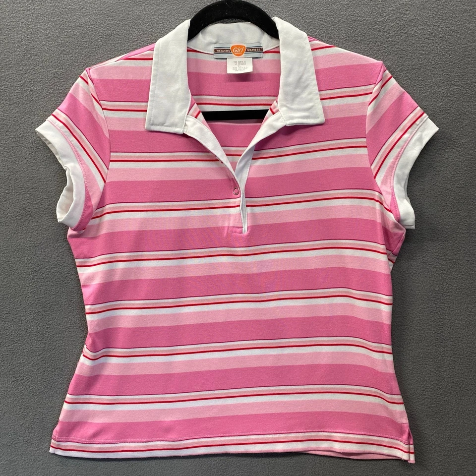 Camiseta Polo De Colección Y2K Años 90 00 Bebé Juniors L Rosa Blanco Rayas Kawaii Preppy Foto 1 de 4