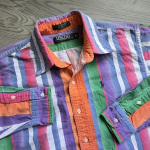 Vintage Polo Ralph Lauren Shirt Mens XL Multicolor Striped 80s Brushpopper - Picture 1 of 8