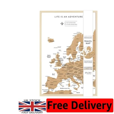 Reisekarte Karte Pinnwand in weiß, Holzrahmen. Reisekarte Korkwand - Bild 1 von 4