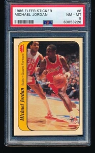 1986 Fleer Stickers MICHAEL JORDAN Rookie #8 PSA 8 - Picture 1 of 2