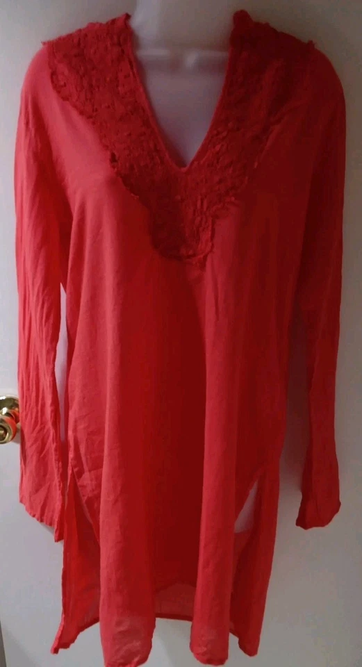 Туника Rebecca Beeson Cover-up 40 дюймов грудь размер 4 с длинным рукавом с капюшоном легкая сделано в США - Изображение 1 из 4