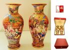Handmade Porcelain Vases Vs Gold Handpainted Design,Diam.=11cm,H=23cm,Pair Price