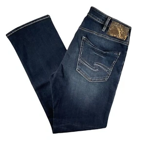 Silber Jeans Grayson gerades Bein einfache Passform mittlerer Anstieg bestickt 32 x 32 DEFEKT - Bild 1 von 7