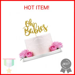 Gold Glitter Oh Babies Cake Topper for Twins Baby Shower,Gender Reveal,Baby 6 Mo - Picture 1 of 2
