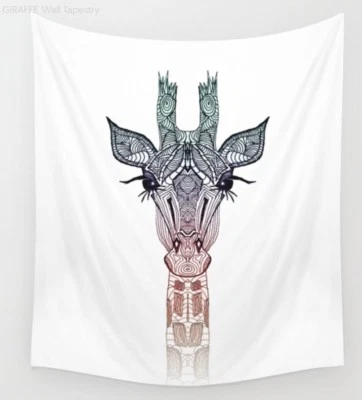 Society 6 GiRAFFE Wall Tapestry Wall Decor White 51 x 60 Mint Condition - Image 1 of 3