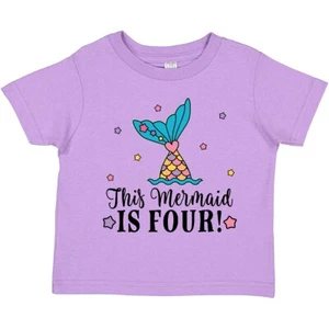 Inktastic 4th Birthday Mermaid Tail Girls Toddler T-Shirt Year Girl Celebration - Picture 1 of 10