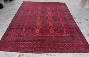 6'8 x 9 ft Hand knotted vintage afghan turkmen filpai area rug, 6x9 persian rug - Picture 1 of 11