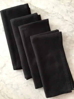 NEW! Set of 4 Large Dinner Table Napkins Approx 19.5”x19.5” Black NICE! - Image 1 of 4