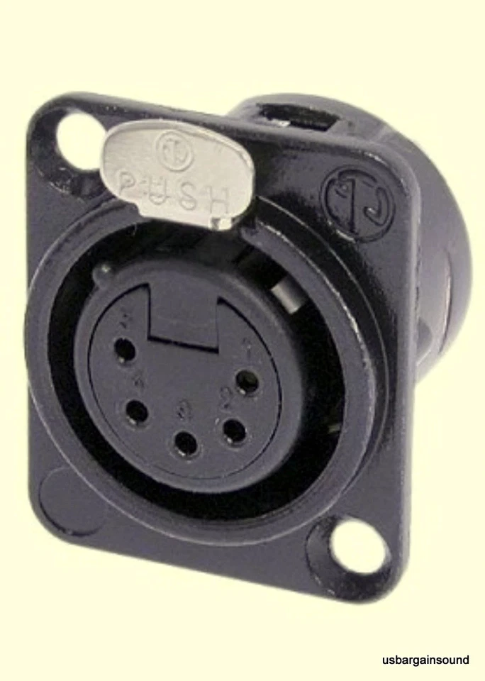 Neutrik NC5FD-L-B-1 5 pines DMX hembra XLR conector de iluminación - negro con contactos dorados Foto 1 de 1