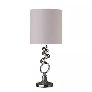 22 Nickel Bedside Table Lamp With Off White Drum Shade - Picture 1 of 1