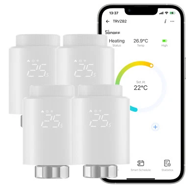 4PCS SONOFF TRVZB ZigBee Thermostatic Radiator Valve Smart Home Thermostat - Image 1 of 4