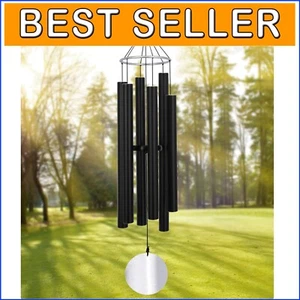 Deep Tone 45-Inch Aluminum Wind Chimes – Beautiful Memorial Gift in Black - Picture 1 of 9