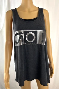 Camiseta sin mangas para mujer GapFit Breathe Racerback, gris oscuro, plateada "¡GO!", Talla L - Imagen 1 de 11