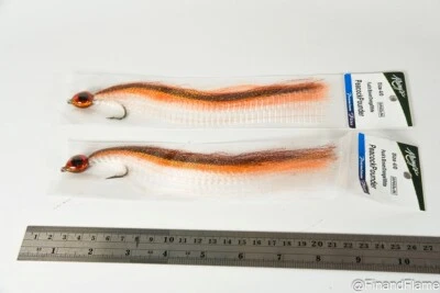 Lote de 2 señuelos de pesca con mosca Rainys Pucks down naranja blanco pavo real Pounder RH17 Foto 1 de 2