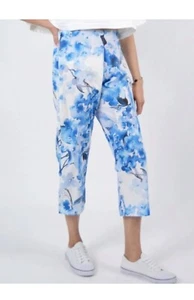 Bryn Walker Women’s Fioro Cotton Print Blue Capri pants Size XS NWT $158 - Picture 1 of 6