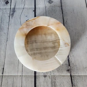 Vintage Marble Onyx Stone Carved Ashtray Heavy MCM 6" Round Decor - Picture 1 of 9