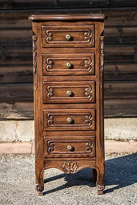 French Louis XV Style Tall Dark Oak Carved 5 Drawer Cabinet! Brand New! DO5 • 284.84£
