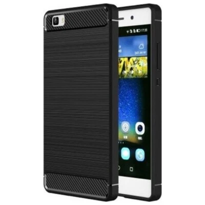 B-case Custodia Tpu Cover Case Effetto Metal Carbon Black Per Huawei P8 Lite - Immagine 1 di 4