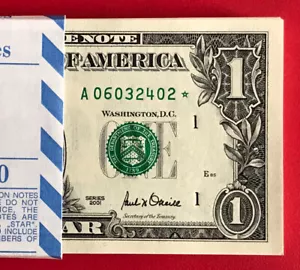 2001 STAR NOTE BOSTON $1 Dollar Bill , Crisp, consecutive ,uncirculated *GEM* - Picture 1 of 3