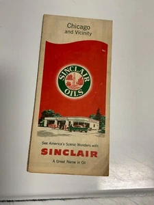 Hoja de ruta vintage de petróleo de Sinclair de Chicago y cercanías 1957 - Imagen 1 de 6