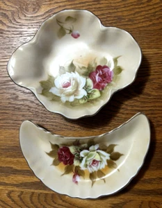 LEFTON HERITAGE BROWN BONE DISH 1869 & CANDY BON BON DISH 1868 VINTAGE JAPAN - Picture 1 of 11