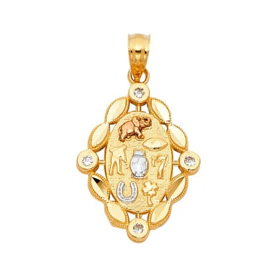 Colgante de la suerte de oro tricolor 14K para cadena Foto 1 de 4