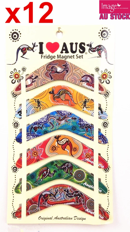 12pcs Australian Souvenir Fridge Magnets Boomerangs Assorted Design 79ex2